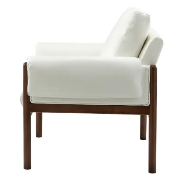 Accent Chairs-Kirkland's Home Faux Leather And Wood Accent Chair White