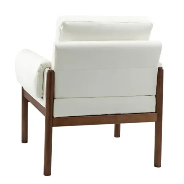 Accent Chairs-Kirkland's Home Faux Leather And Wood Accent Chair White
