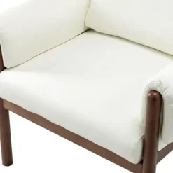 Accent Chairs-Kirkland's Home Faux Leather And Wood Accent Chair White