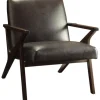 Accent Chairs-Kirkland's Home Faux Leather And Wood Accent Chair Brown