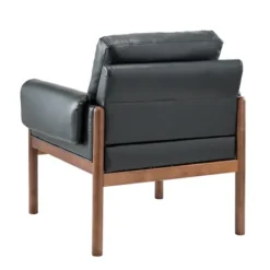 Accent Chairs-Kirkland's Home Faux Leather And Wood Accent Chair Black