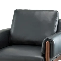 Accent Chairs-Kirkland's Home Faux Leather And Wood Accent Chair Black