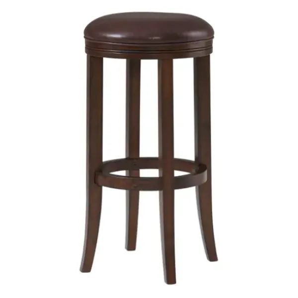 Bar Stools & Counter Height Stools-Kirkland's Home Faux Leather And Wood Bar Stool Brown