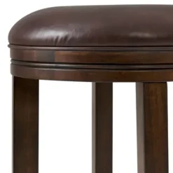 Bar Stools & Counter Height Stools-Kirkland's Home Faux Leather And Wood Bar Stool Brown