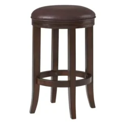 Bar Stools & Counter Height Stools-Kirkland's Home Faux Leather And Wood Counter Stool Brown