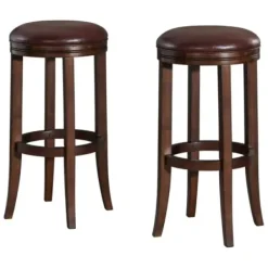 Bar Stools & Counter Height Stools-Kirkland's Home Faux Leather Bar Stools, Set Of 2 Brown