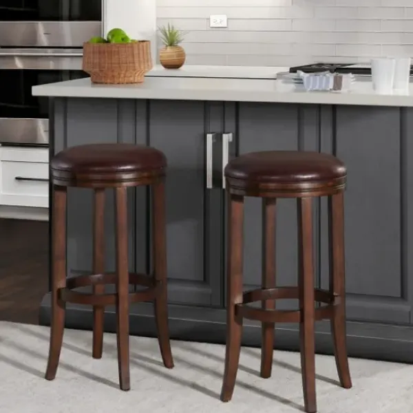 Bar Stools & Counter Height Stools-Kirkland's Home Faux Leather Bar Stools, Set Of 2 Brown