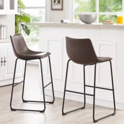 Bar Stools & Counter Height Stools-Kirkland's Home Faux Leather Bar Stools, Set Of 2 Brown