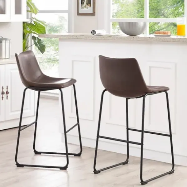 Bar Stools & Counter Height Stools-Kirkland's Home Faux Leather Bar Stools, Set Of 2 Brown