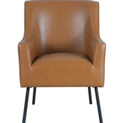 Accent Chairs-Kirkland's Home Faux Leather Black Legs Accent Chair Brown
