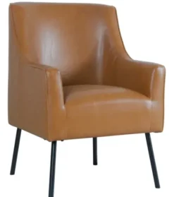 Accent Chairs-Kirkland's Home Faux Leather Black Legs Accent Chair Brown