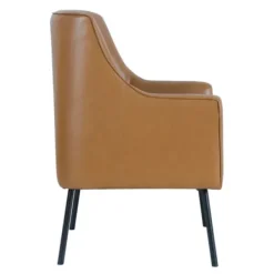 Accent Chairs-Kirkland's Home Faux Leather Black Legs Accent Chair Brown