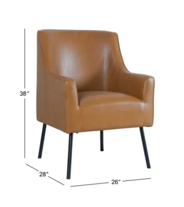 Accent Chairs-Kirkland's Home Faux Leather Black Legs Accent Chair Brown