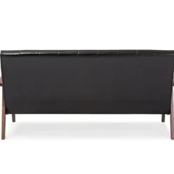Sofas & Loveseats-Kirkland's Home Faux Leather Channel Sofa, 63 In. Black
