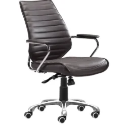 Office Furniture-Kirkland's Home Faux Leather Channeled Office Chair Brown