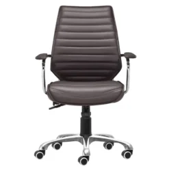 Office Furniture-Kirkland's Home Faux Leather Channeled Office Chair Brown