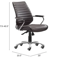 Office Furniture-Kirkland's Home Faux Leather Channeled Office Chair Brown