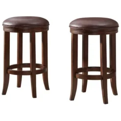 Bar Stools & Counter Height Stools-Kirkland's Home Faux Leather Counter Stools, Set Of 2 Brown