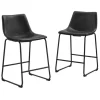 Bar Stools & Counter Height Stools-Kirkland's Home Faux Leather Counter Stools, Set Of 2 Black