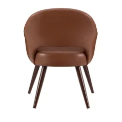 Dining Chairs-Kirkland's Home Faux Leather Curved Open Back Dining Chair Brown