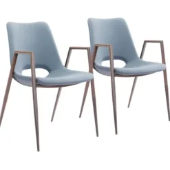 Dining Chairs-Kirkland's Home Faux Leather Cutout Dining Chairs, Set Of 2 Blue