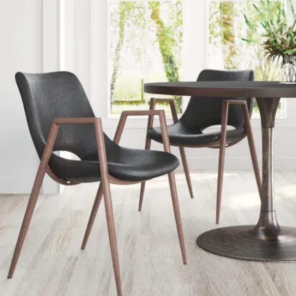 Dining Chairs-Kirkland's Home Faux Leather Cutout Dining Chairs, Set Of 2 Black