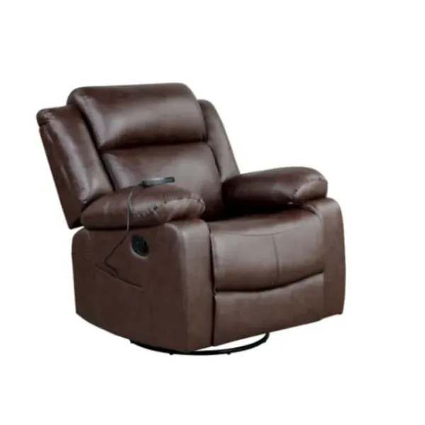 Accent Chairs-Kirkland's Home Faux Leather Heated Massage Recliner Brown