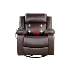 Accent Chairs-Kirkland's Home Faux Leather Heated Massage Recliner Brown