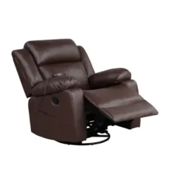 Accent Chairs-Kirkland's Home Faux Leather Heated Massage Recliner Brown