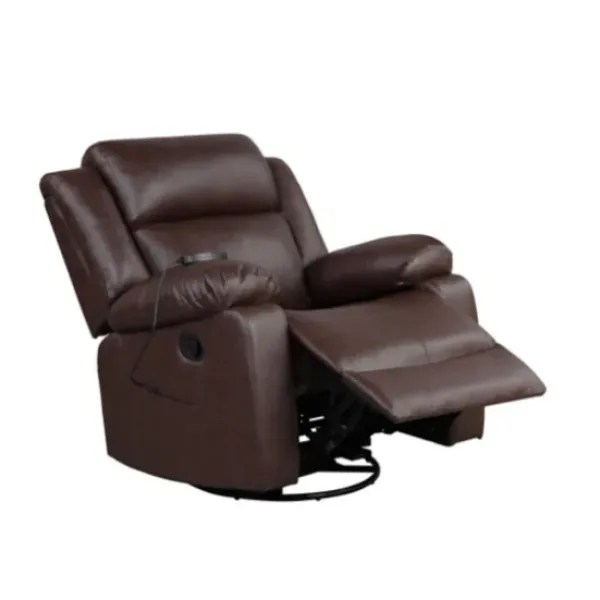 Accent Chairs-Kirkland's Home Faux Leather Heated Massage Recliner Brown