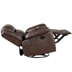 Accent Chairs-Kirkland's Home Faux Leather Heated Massage Recliner Brown