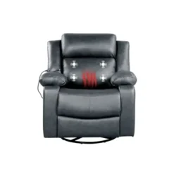 Accent Chairs-Kirkland's Home Faux Leather Heated Massage Recliner Gray