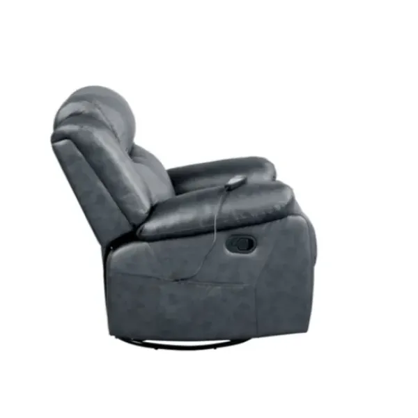 Accent Chairs-Kirkland's Home Faux Leather Heated Massage Recliner Gray