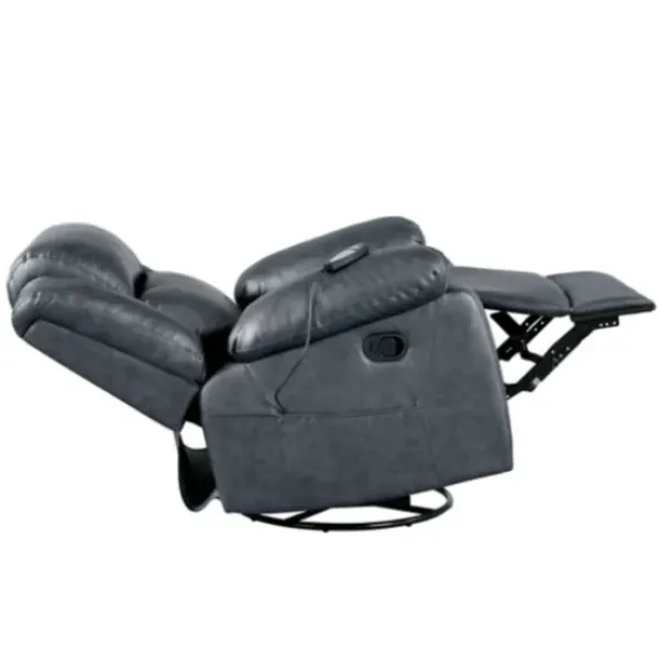 Accent Chairs-Kirkland's Home Faux Leather Heated Massage Recliner Gray