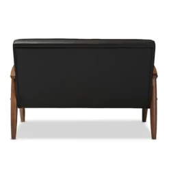 Sofas & Loveseats-Kirkland's Home Faux Leather Modern 2-Seat Loveseat Black