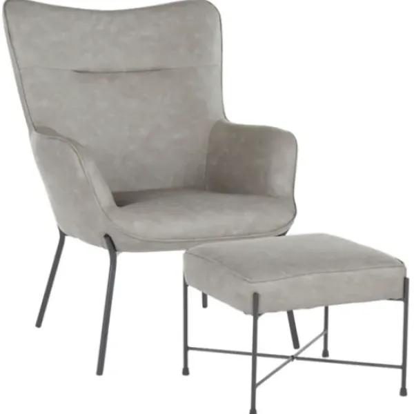 Accent Chairs-Kirkland's Home Faux Leather 2-Pc. Chair And Ottoman Set Gray