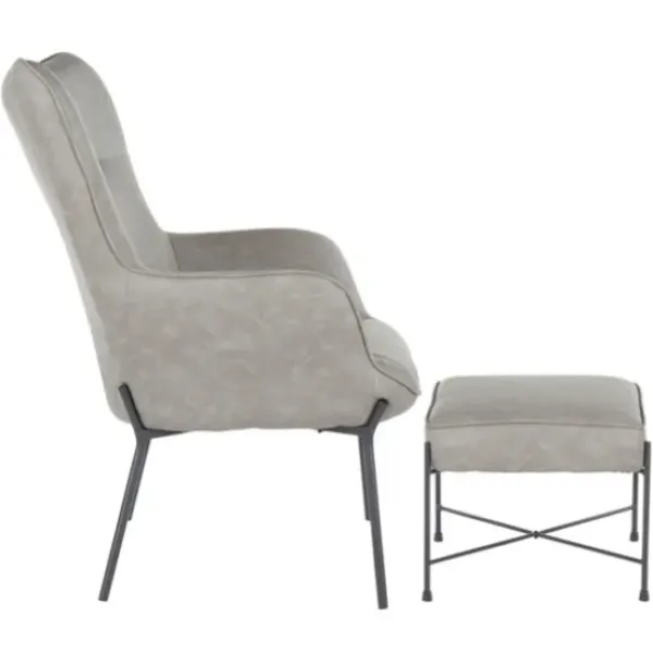 Accent Chairs-Kirkland's Home Faux Leather 2-Pc. Chair And Ottoman Set Gray