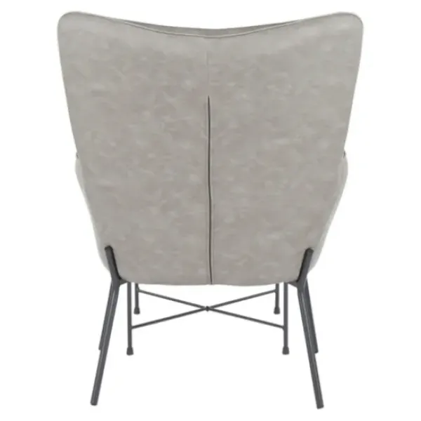 Accent Chairs-Kirkland's Home Faux Leather 2-Pc. Chair And Ottoman Set Gray