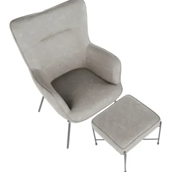 Accent Chairs-Kirkland's Home Faux Leather 2-Pc. Chair And Ottoman Set Gray