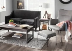 Accent Chairs-Kirkland's Home Faux Leather 2-Pc. Chair And Ottoman Set Gray