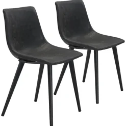 Dining Chairs-Kirkland's Home Faux Leather Scoop Dining Chairs, Set Of 2 Black