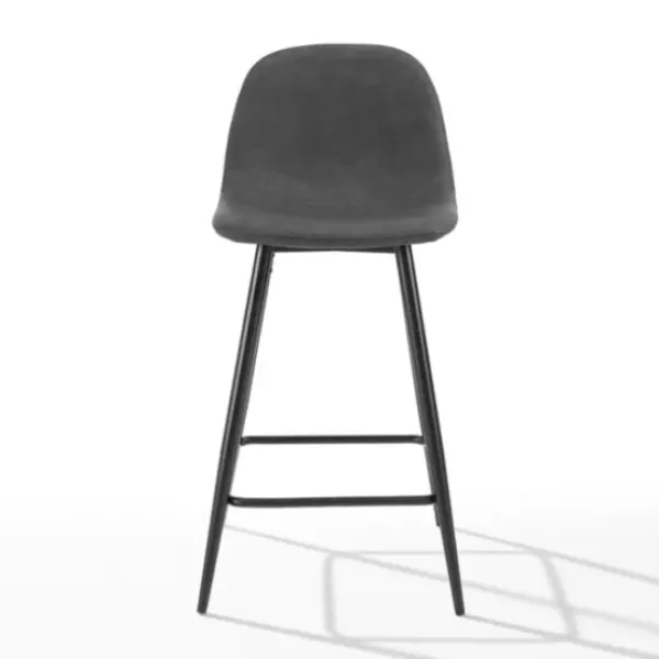 Bar Stools & Counter Height Stools-Kirkland's Home Faux Leather Slope Bar Stools, Set Of 2 Black