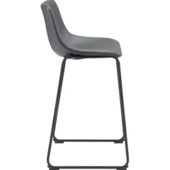 Bar Stools & Counter Height Stools-Kirkland's Home Faux Leather Sloped Bar Stools, Set Of 2 Gray