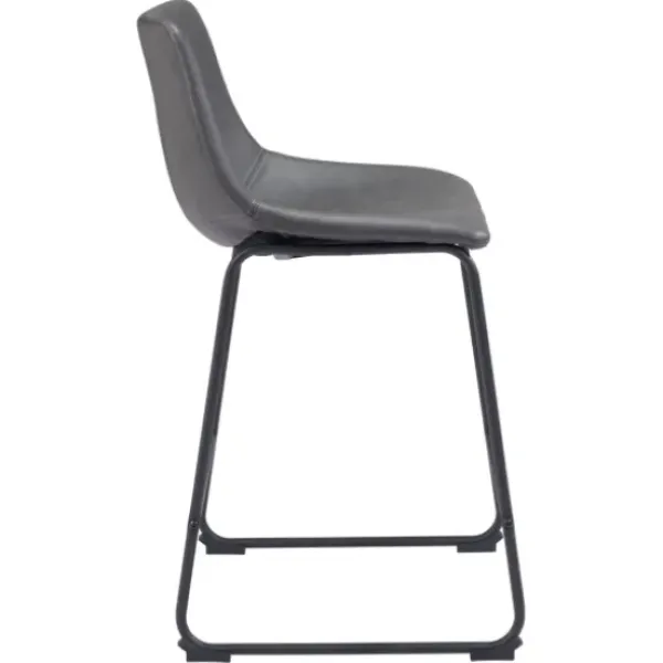 Bar Stools & Counter Height Stools-Kirkland's Home Faux Leather Sloped Counter Stools, Set Of 2 Gray
