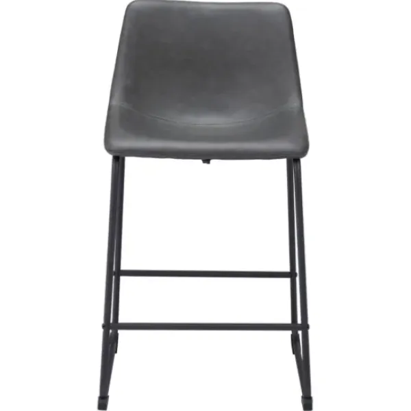 Bar Stools & Counter Height Stools-Kirkland's Home Faux Leather Sloped Counter Stools, Set Of 2 Gray