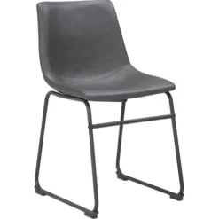 Dining Chairs-Kirkland's Home Faux Leather Sloped Dining Chairs, Set Of 2 Gray
