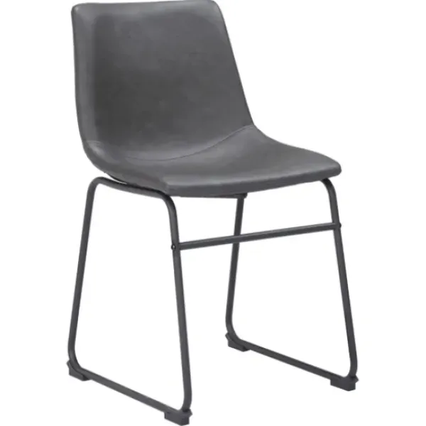 Dining Chairs-Kirkland's Home Faux Leather Sloped Dining Chairs, Set Of 2 Gray