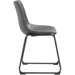 Dining Chairs-Kirkland's Home Faux Leather Sloped Dining Chairs, Set Of 2 Gray