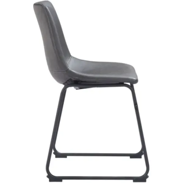 Dining Chairs-Kirkland's Home Faux Leather Sloped Dining Chairs, Set Of 2 Gray