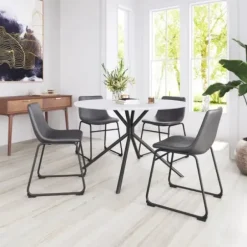Dining Chairs-Kirkland's Home Faux Leather Sloped Dining Chairs, Set Of 2 Gray